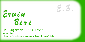 ervin biri business card